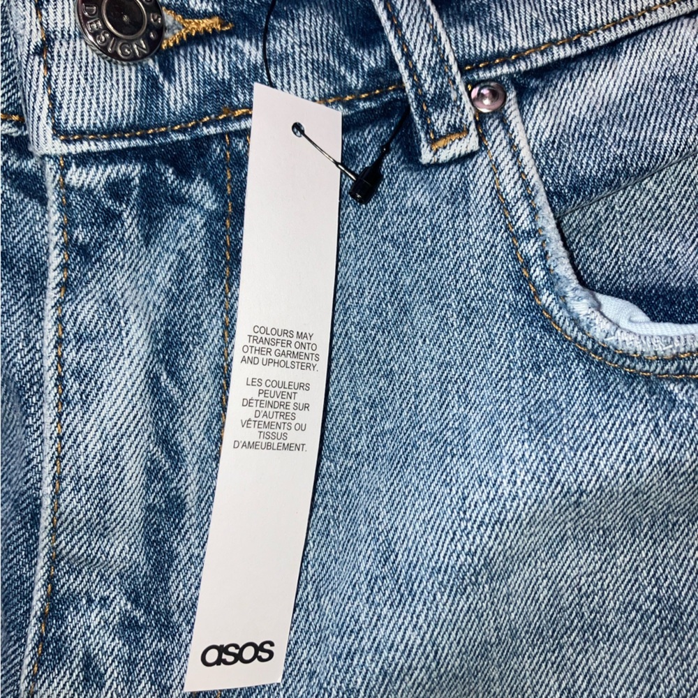 ASOS Design Mens blue slim fit med length jean shorts - Picture 3 of 5
